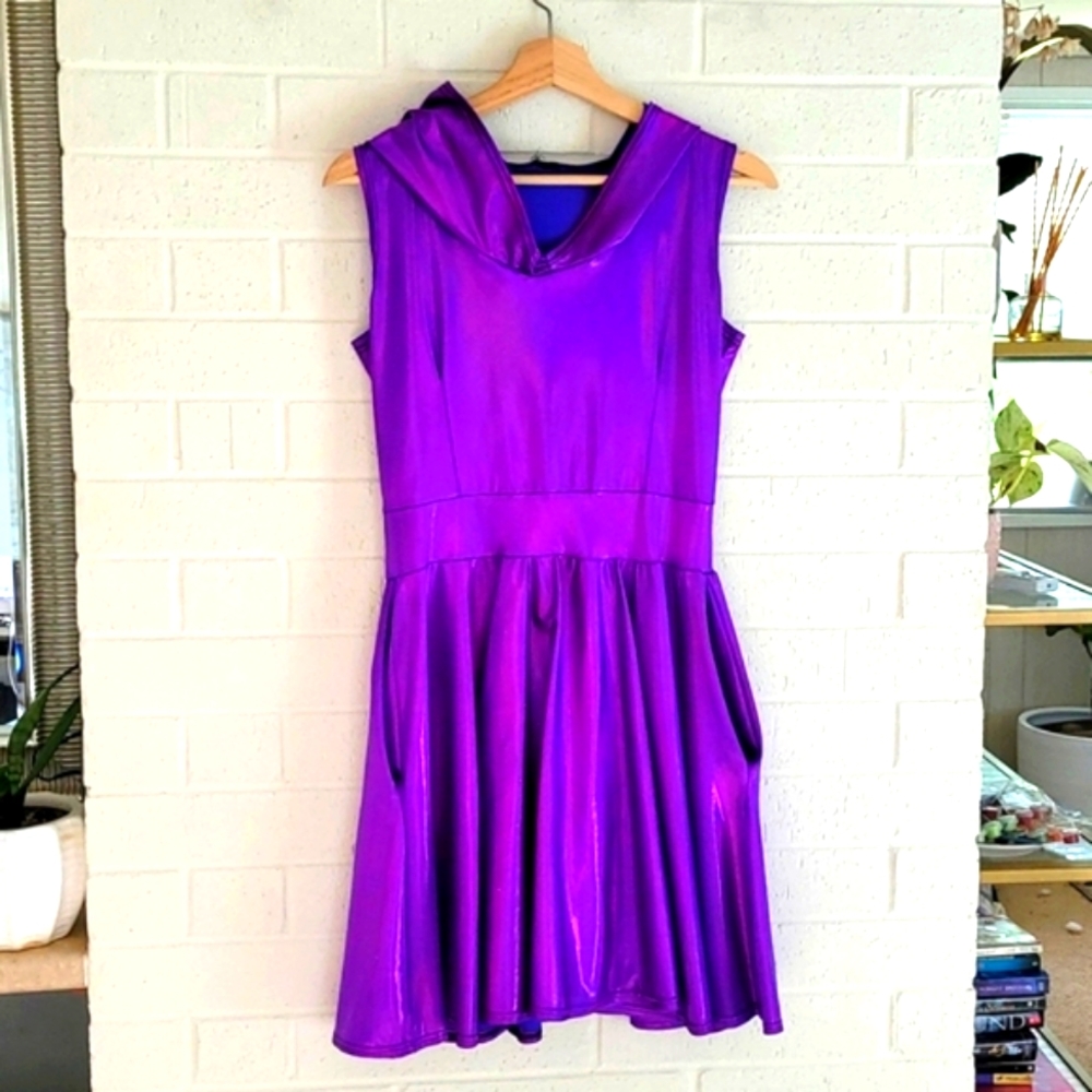 Custom Made, Iridescent Hooded Festival Dress- size L